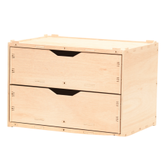 Wooden drawer box with 2 compartments, natural 60x40x42cm stackable - eucalyptus